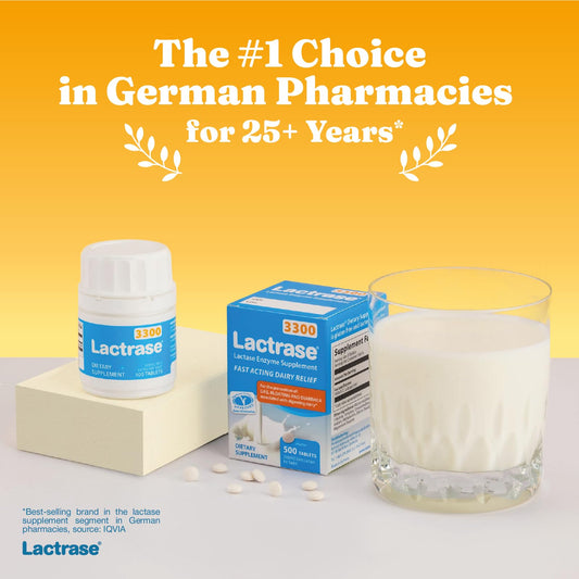 3300 FCC lactase units per tablet for quick dairy digestion