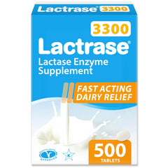 Lactrase refill pack with 500 mini-tablets for easy refills and lactose support