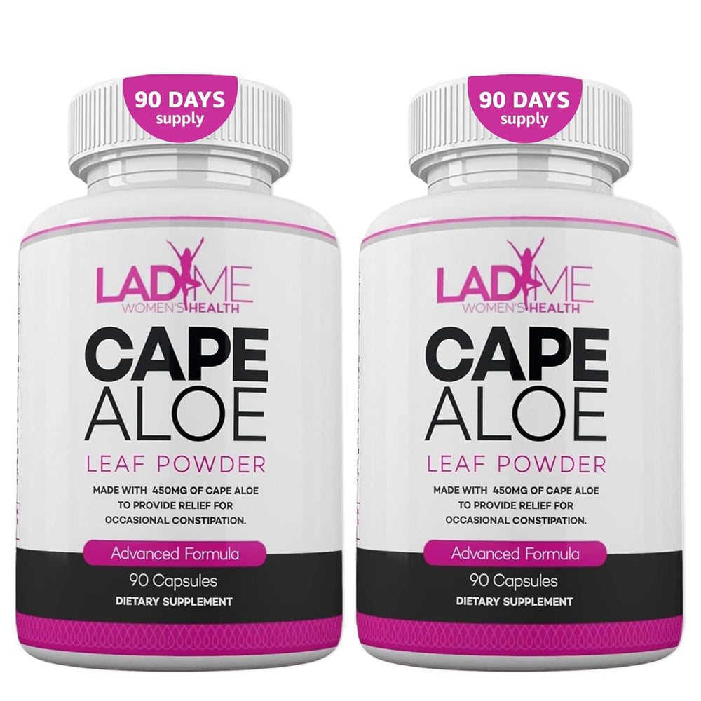 LadyMe Pure Cape Aloe capsules bottle front for women's occasional constipation relief