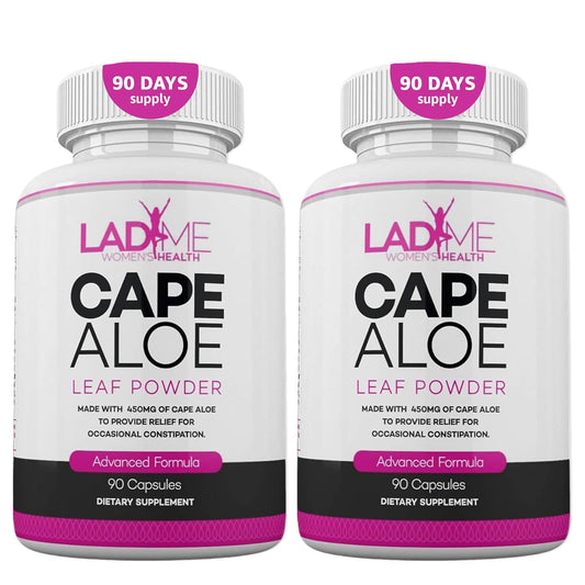 LadyMe Pure Cape Aloe capsules bottle front for women's occasional constipation relief