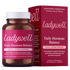 Ladywell Daily Hormone Balance Capsules bottle supports monthly balance.