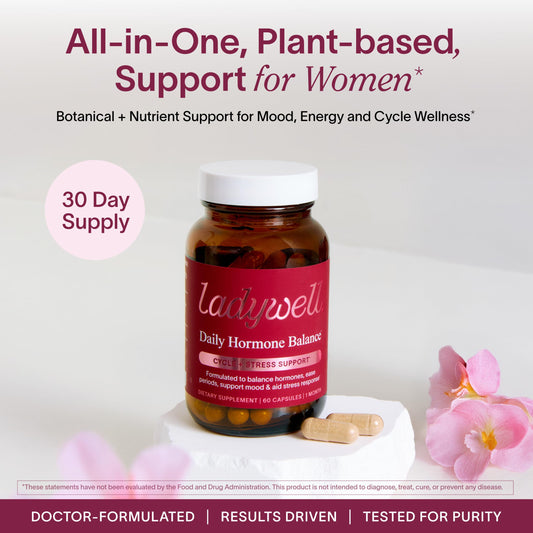 Closeup of Ladywell capsules for convenient daily use.