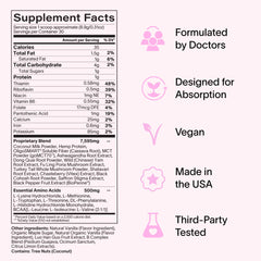 Label highlights non-GMO and third-party tested quality.