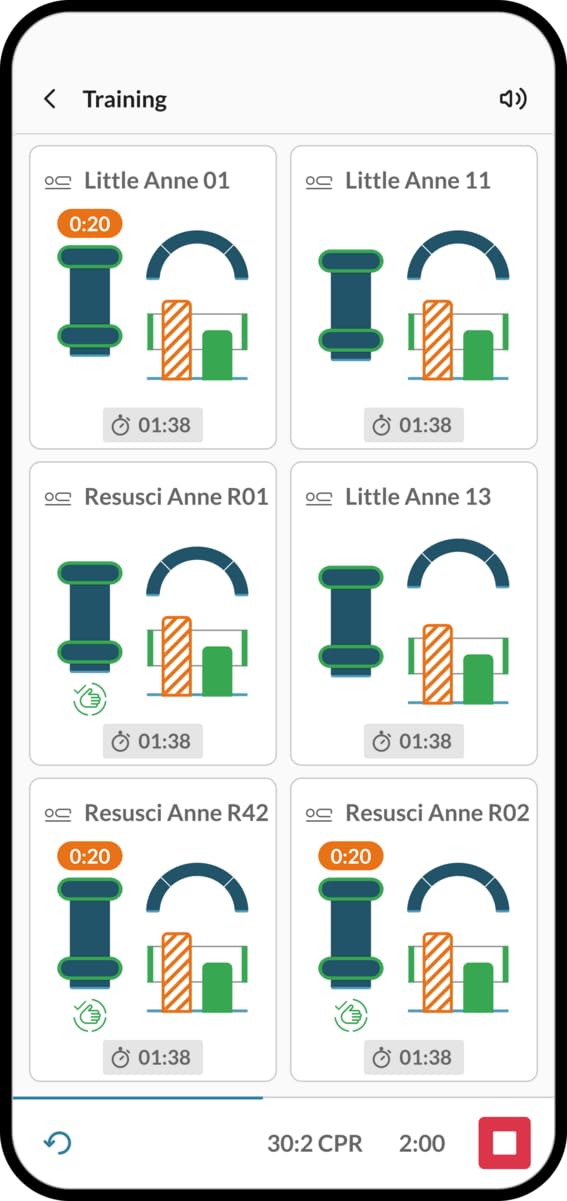 Laerdal Little Anne QCPR Dark app integration with QCPR Classroom for remote feedback.