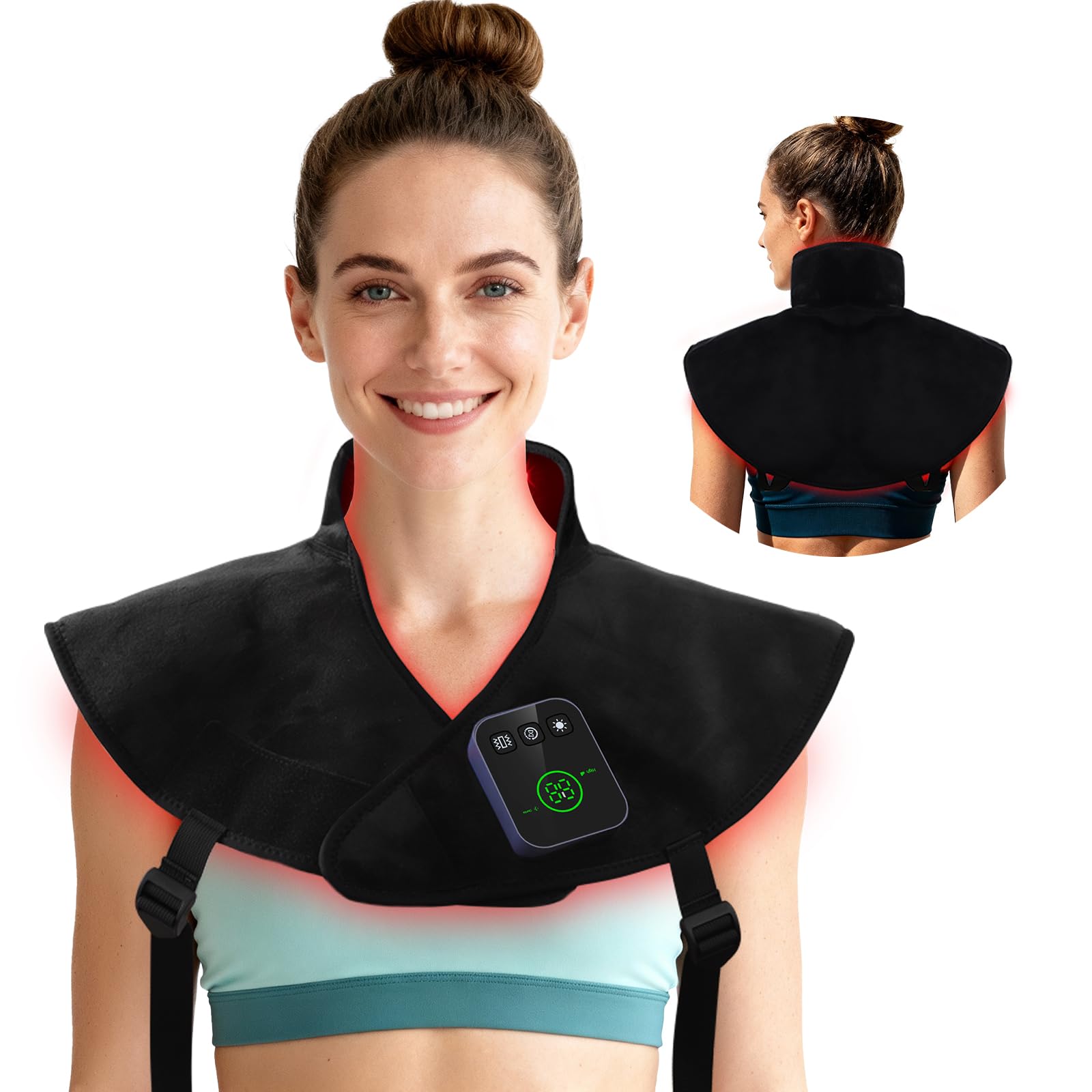 LAFCARE red light therapy neck wrap with dual LEDs for balanced coverage