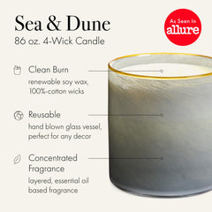 LAFCO New York Sea & Dune candle side view with warm glow