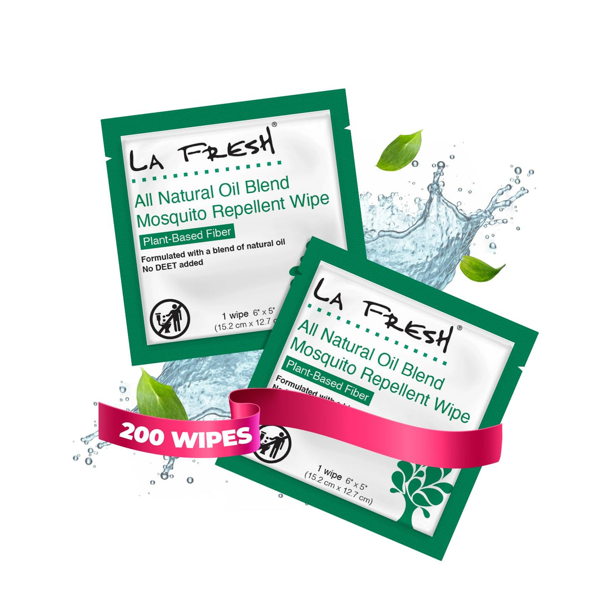 LA Fresh deet-free mosquito wipes 200-pack for outdoor protection.