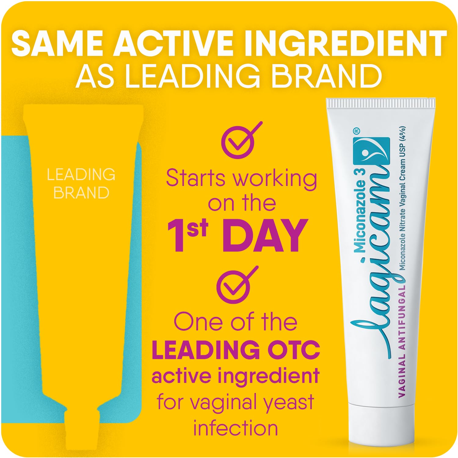 Lagicam disposable applicators enable clean, precise cream delivery.
