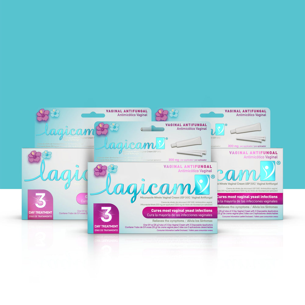 LAGICAM V 3-day treatment tube shown for fast itching relief and irritation support.