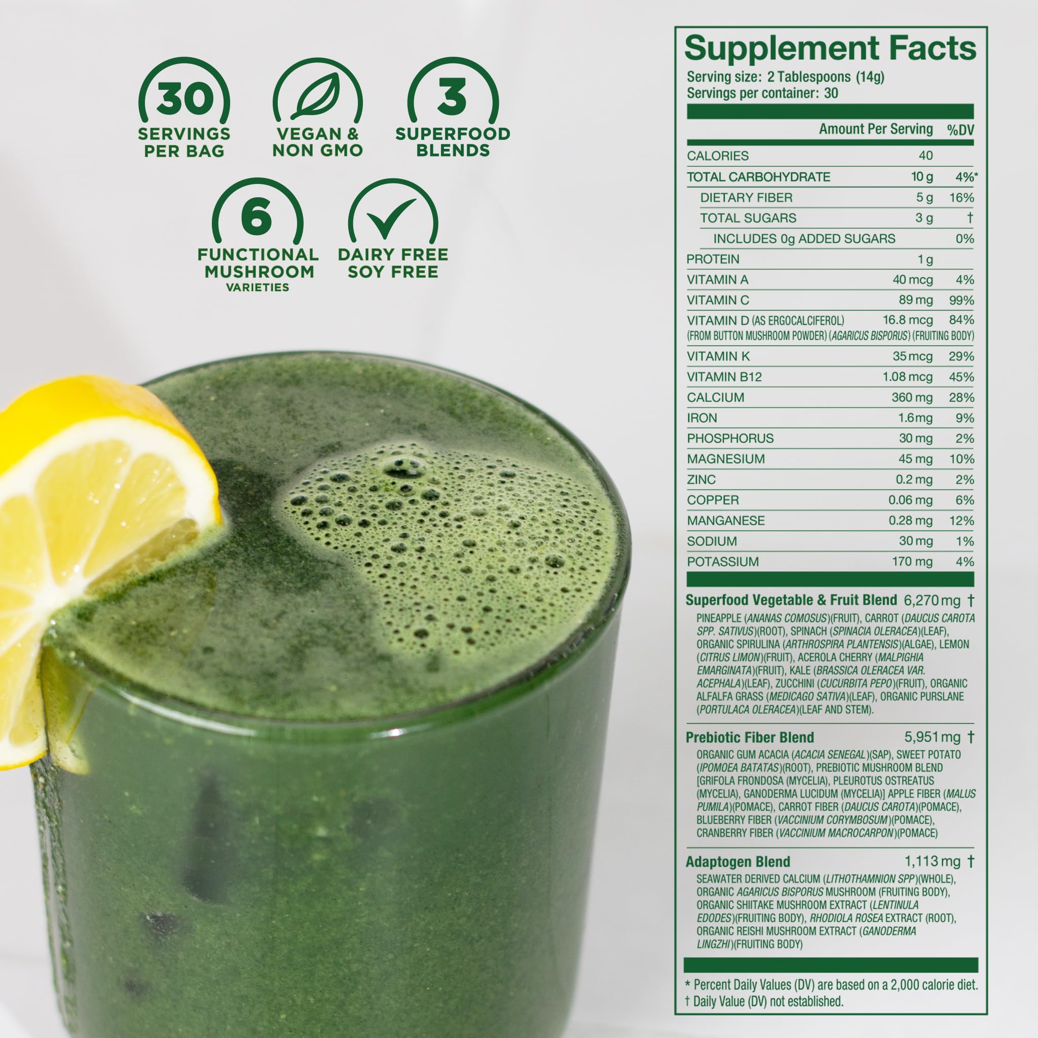 Laird Superfood Daily Greens being stirred in a glass for hydration