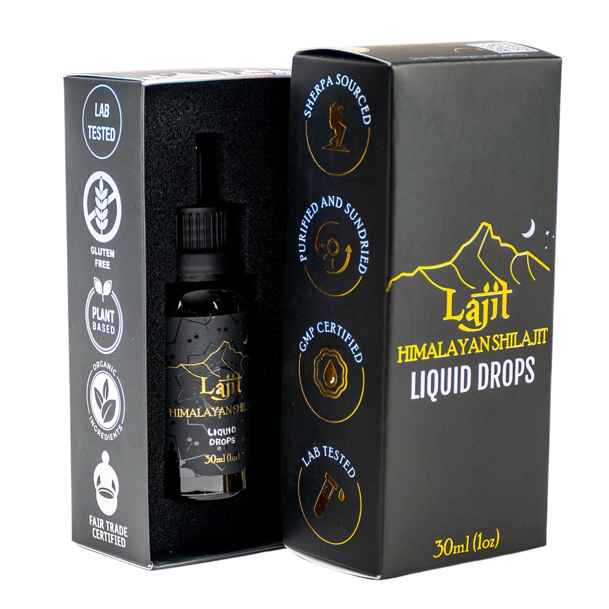 Lajit Gold Grade Shilajit bottle highlighting premium resin for daily vitality.