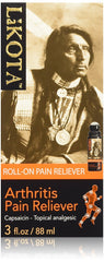 Lakota Roll On Arthritis Formula bottle pour showing portable, odorless relief for minor joint discomfort
