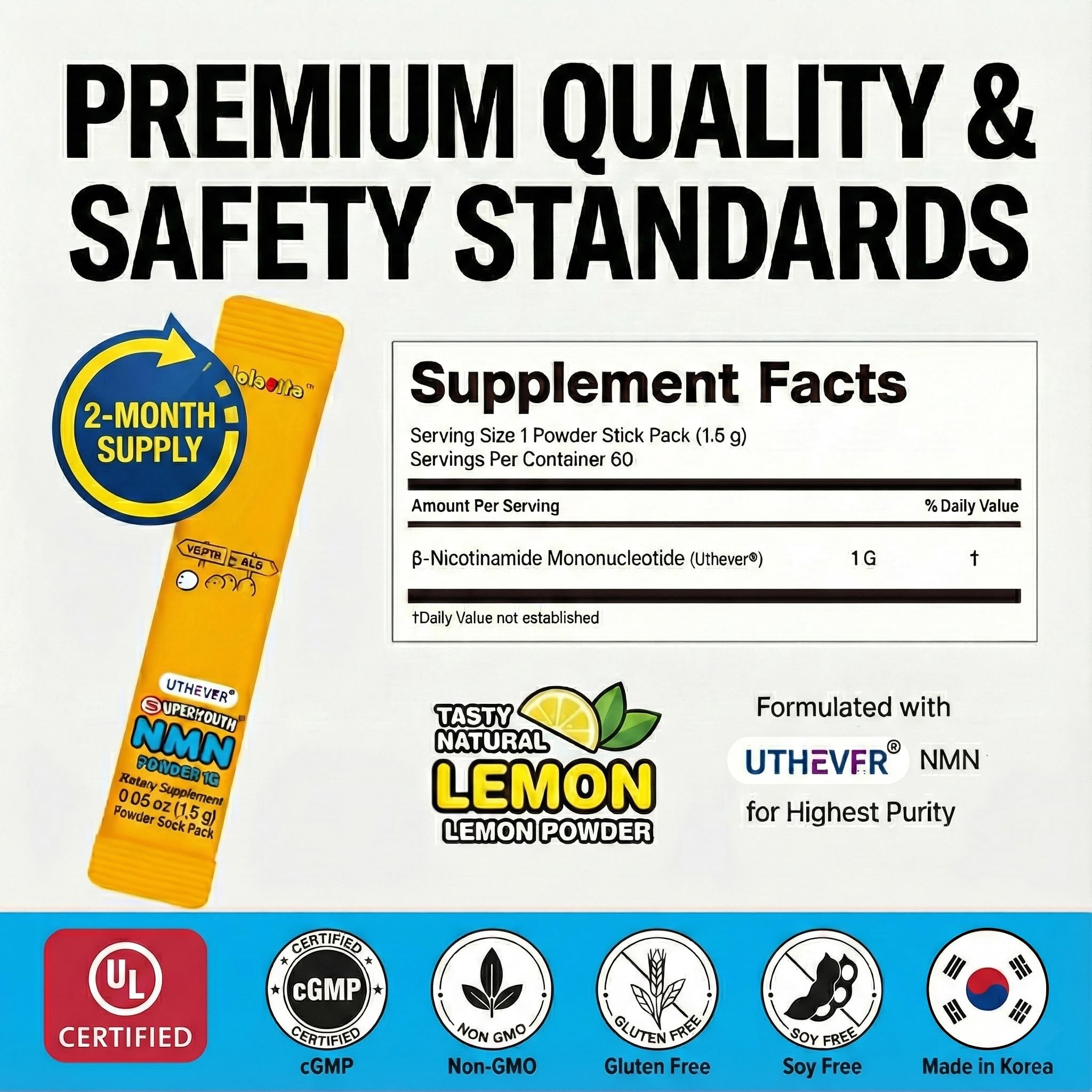 lalavita NMN pure ingredients label, highlighting simple, recognizable components.