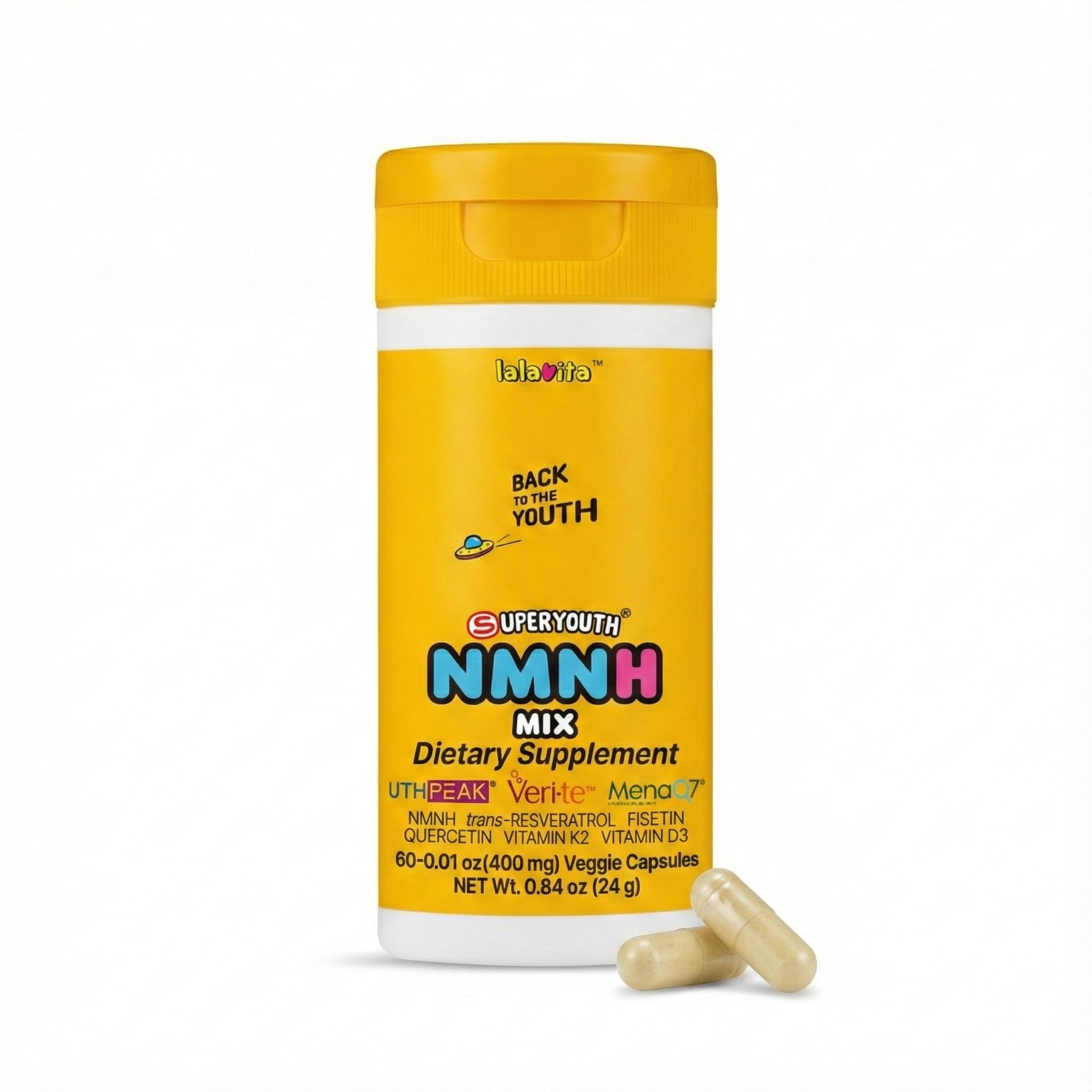 Lalavita SuperYouth NMNH bottle-front view highlighting NAD+ support.