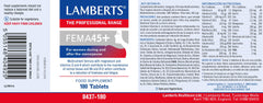 Lamberts FEMA45+ label closeup highlights the nutrient blend.
