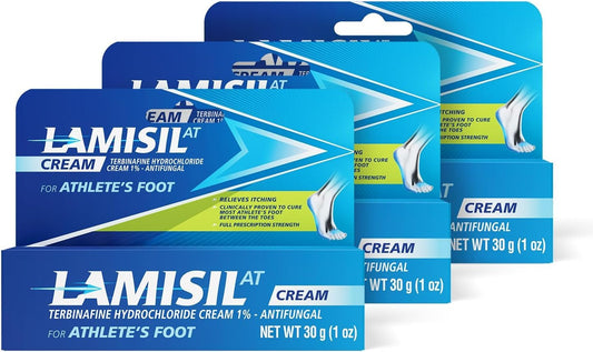 Lamisil 1 Week foot-treatment cream bottle demonstrating fast relief against athlete's foot.