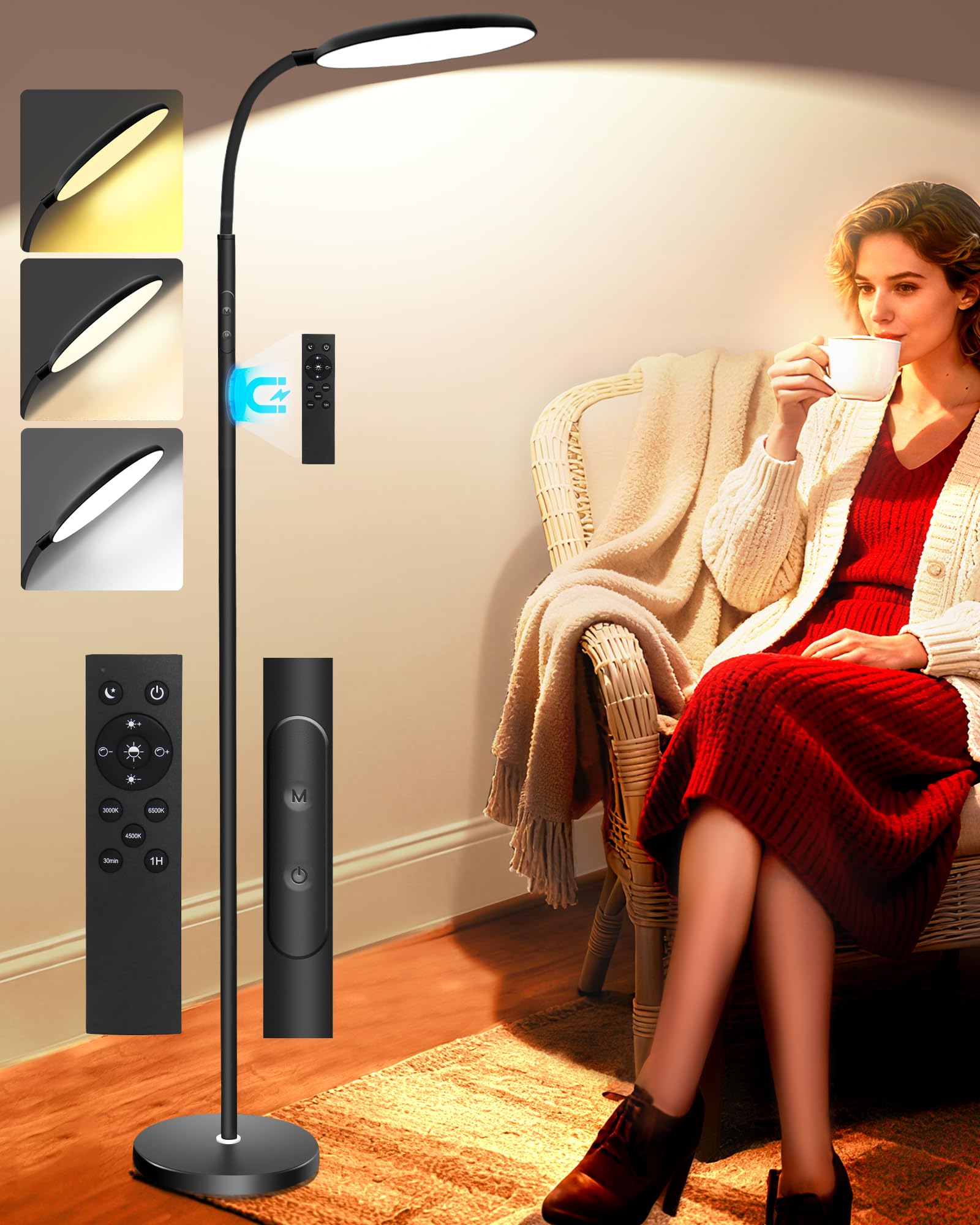 LanAqua Light Therapy Lamp front view emitting bright UV-free light for mood support