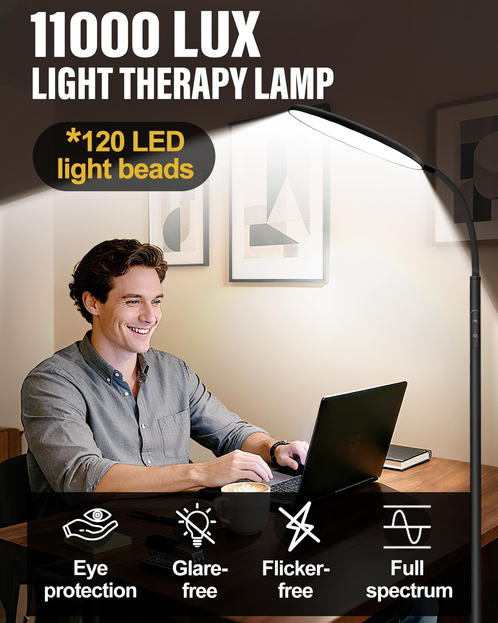 LanAqua Light Therapy Lamp touch panel for quick control during busy mornings