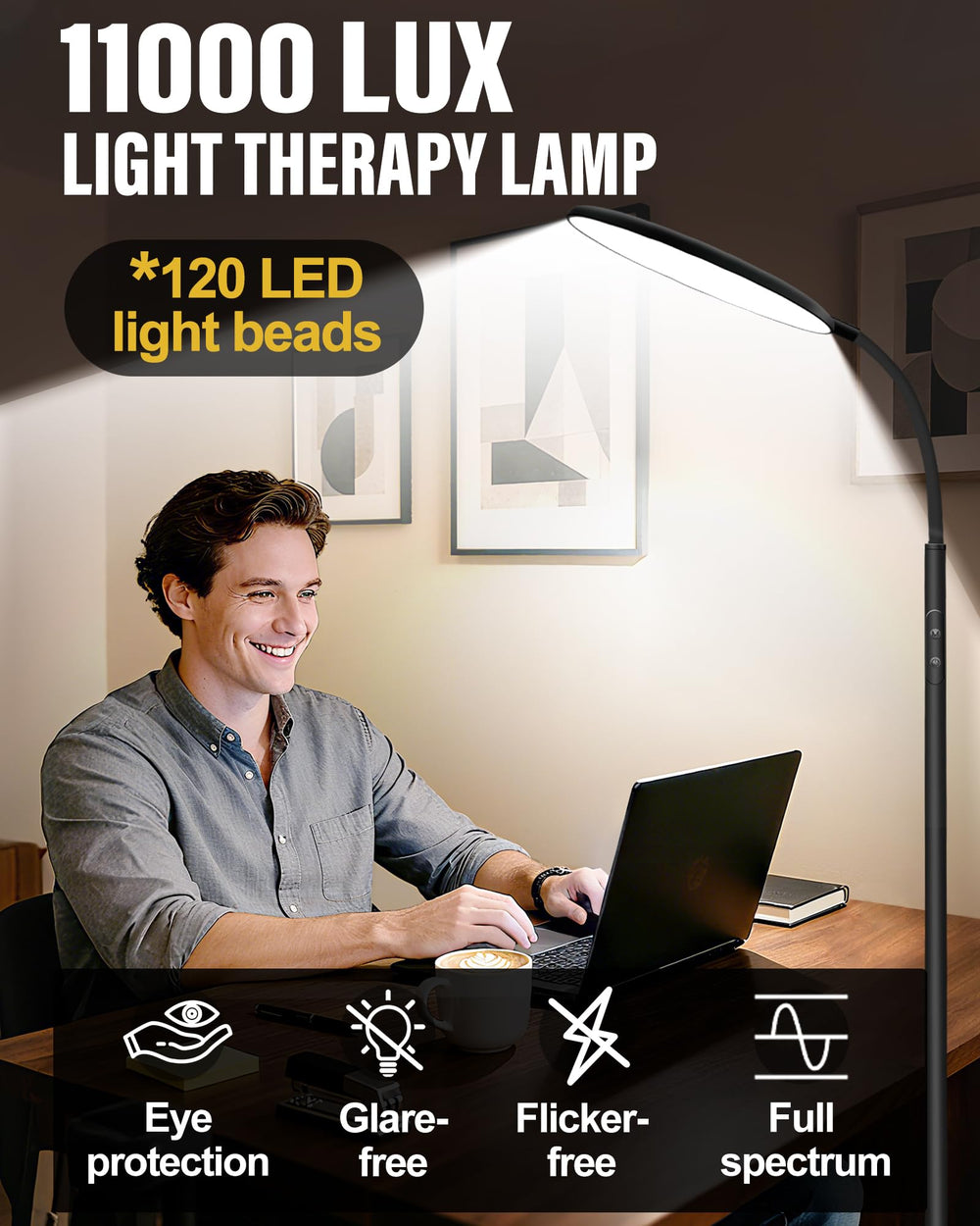 LanAqua Light Therapy Lamp touch panel for quick control during busy mornings