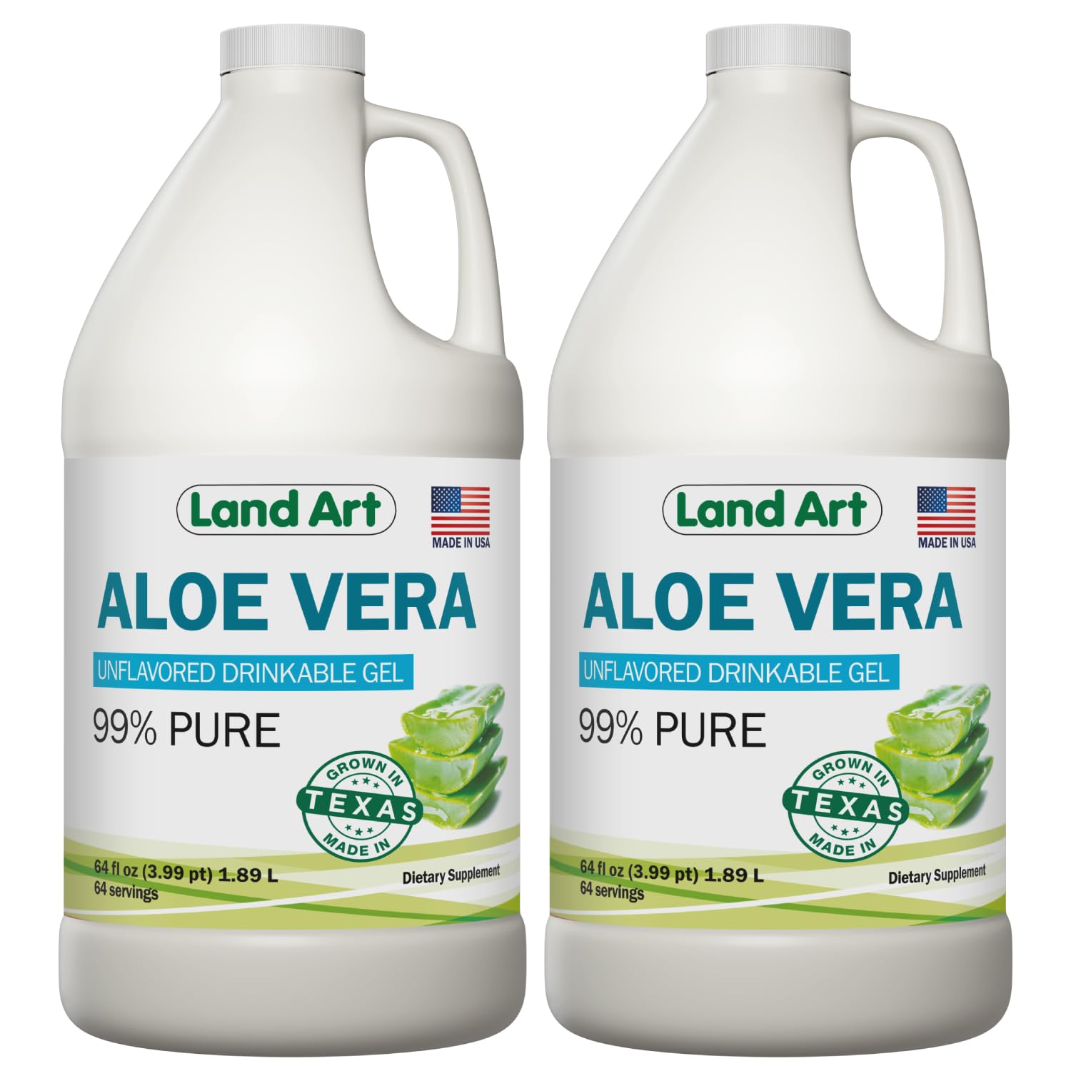 Land Art Aloe Vera Gel bottle pour for quick heartburn relief and digestion soothing.