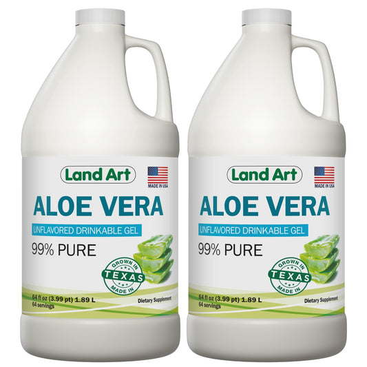 Land Art Aloe Vera Gel bottle pour for quick heartburn relief and digestion soothing.