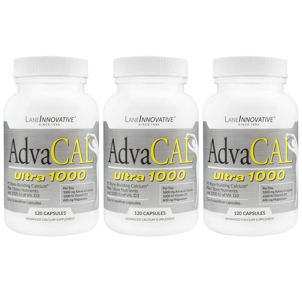 Lane Innovative AdvaCAL Ultra 1000 bottle front view showing easy absorption features