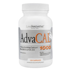 Lane Innovative AdvaCAL1000 bottle with easy-to-swallow capsules for daily bone support.