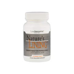 Lane Innovative Nature's Lining chewable tablets bottle front for long-lasting digestive support.