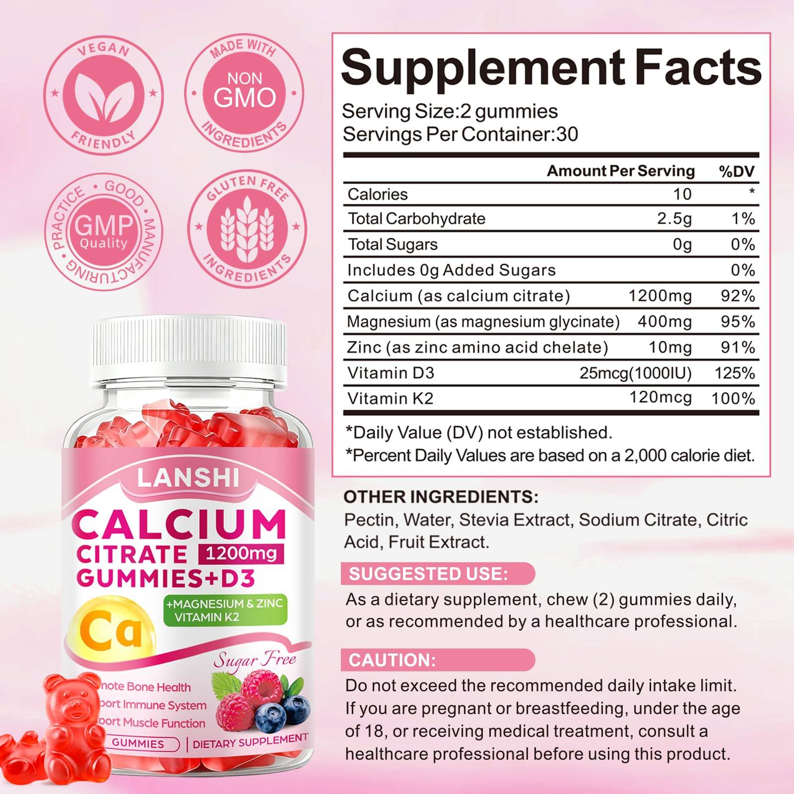 LANSHI calcium citrate gummies packaging box ideal for gifting or shelves