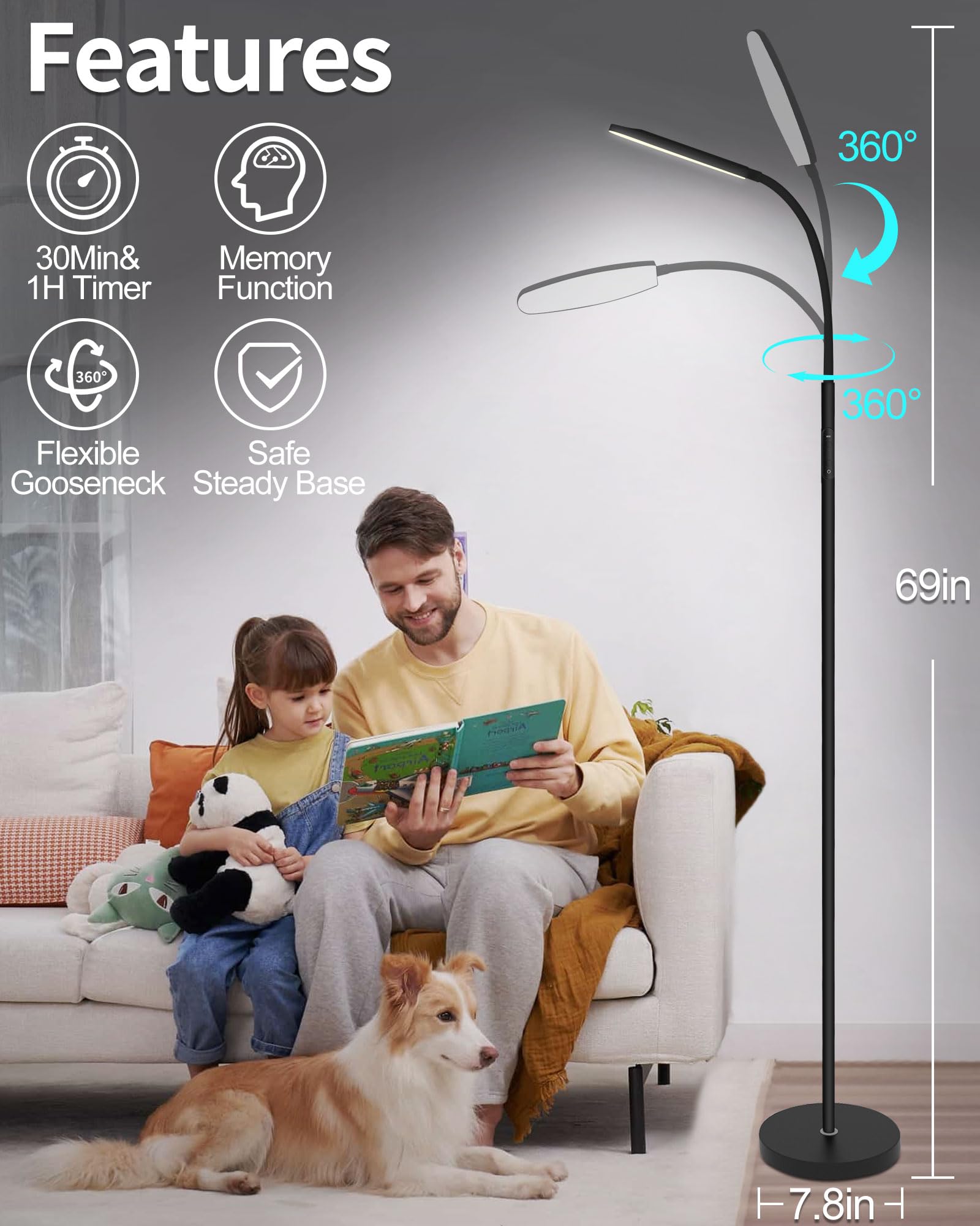 LanSuper lamp UV-free full-spectrum light designed for safe daily use.