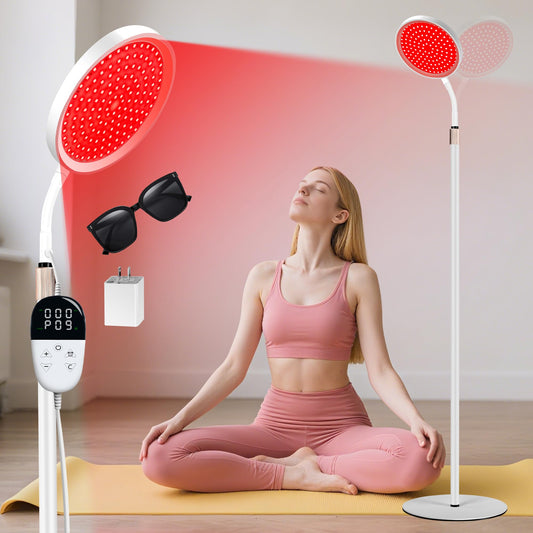 LanSuper red light therapy lamp with stand for at-home care sessions