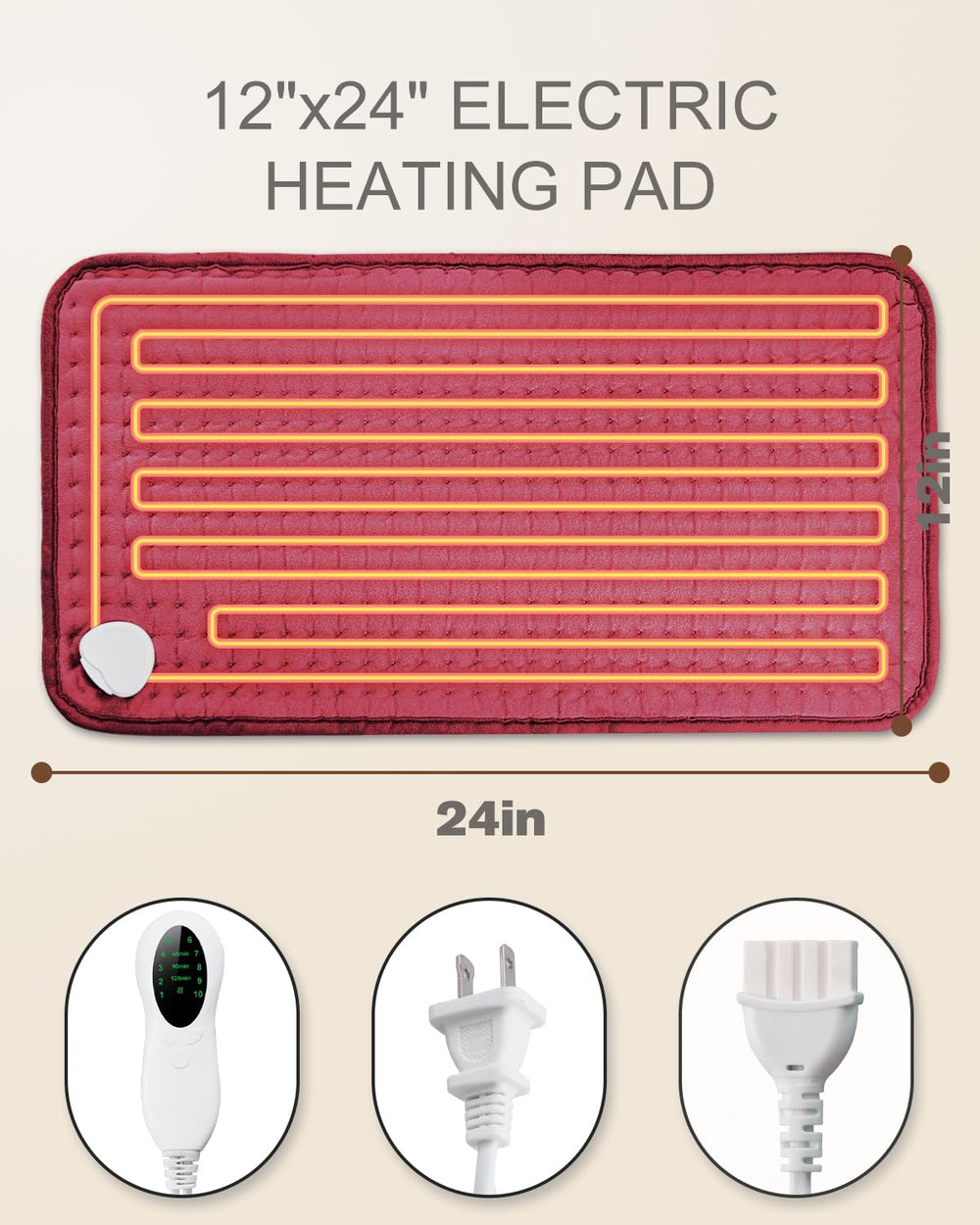 LANVA red heating pad demonstrates broad coverage suitable for multiple body areas.