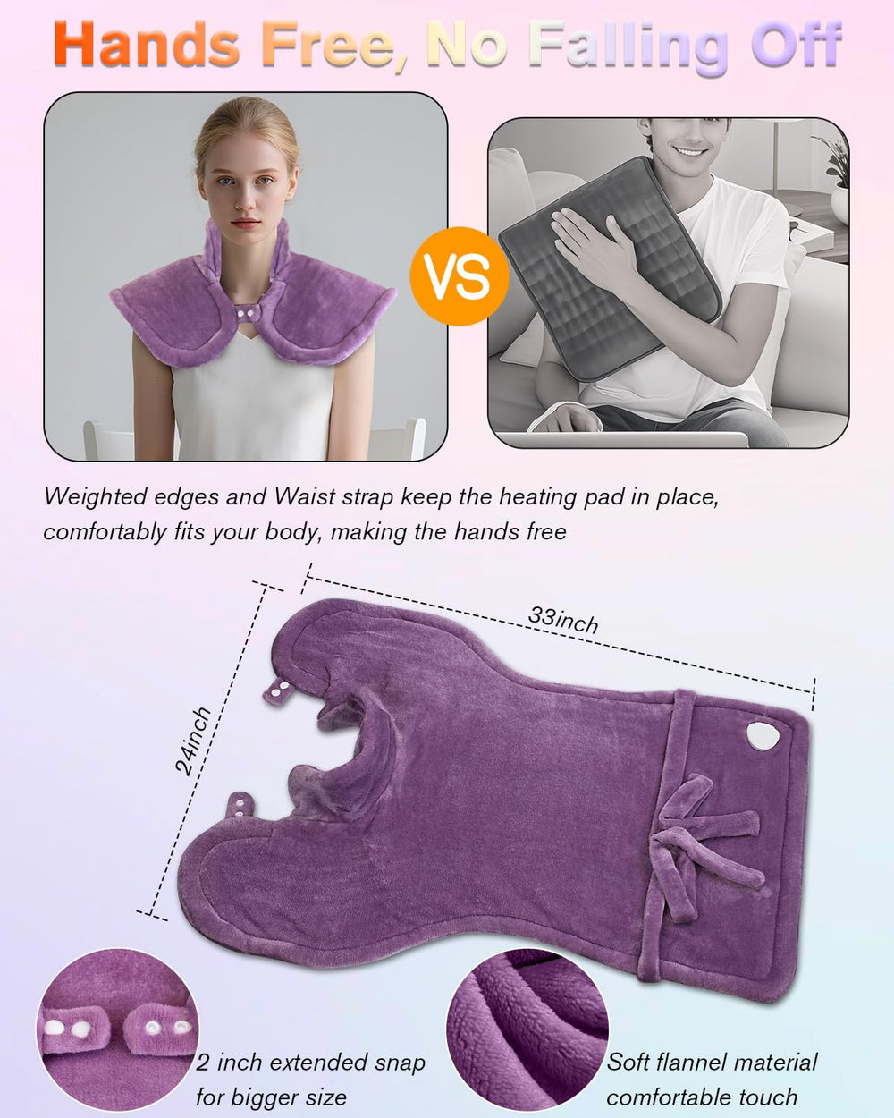 LANVA heating pad auto-off timer for safe use.