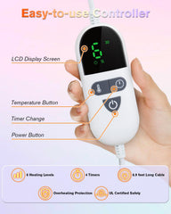 LANVA heating pad offers 6 heat levels for personalized comfort.