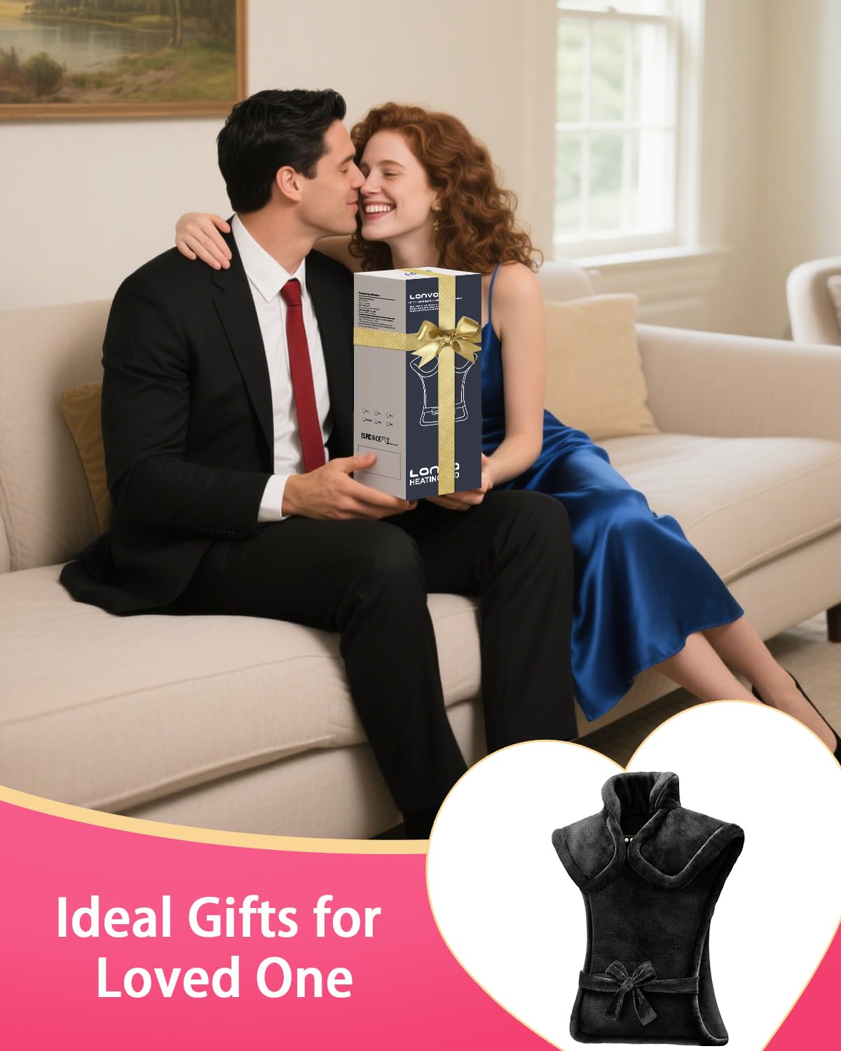 LANVA full back coverage heating pad soothes sore muscles after long days.