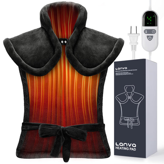 LANVA heating pad for neck and shoulders delivers targeted warmth for tense muscles.
