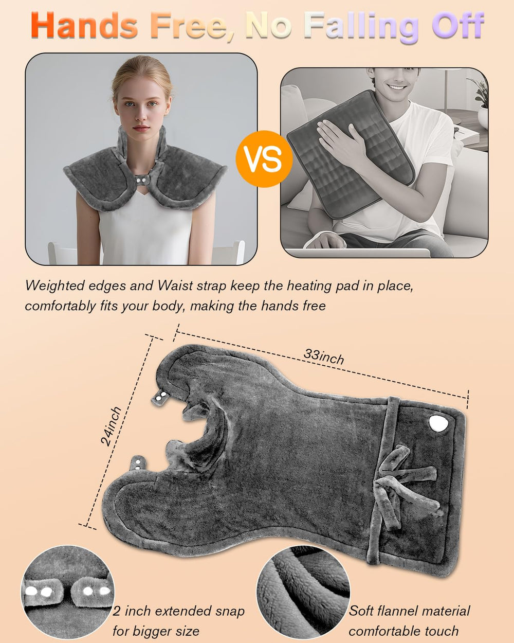 LANVA heating pad UL-certified cord enhances safety and reliability.