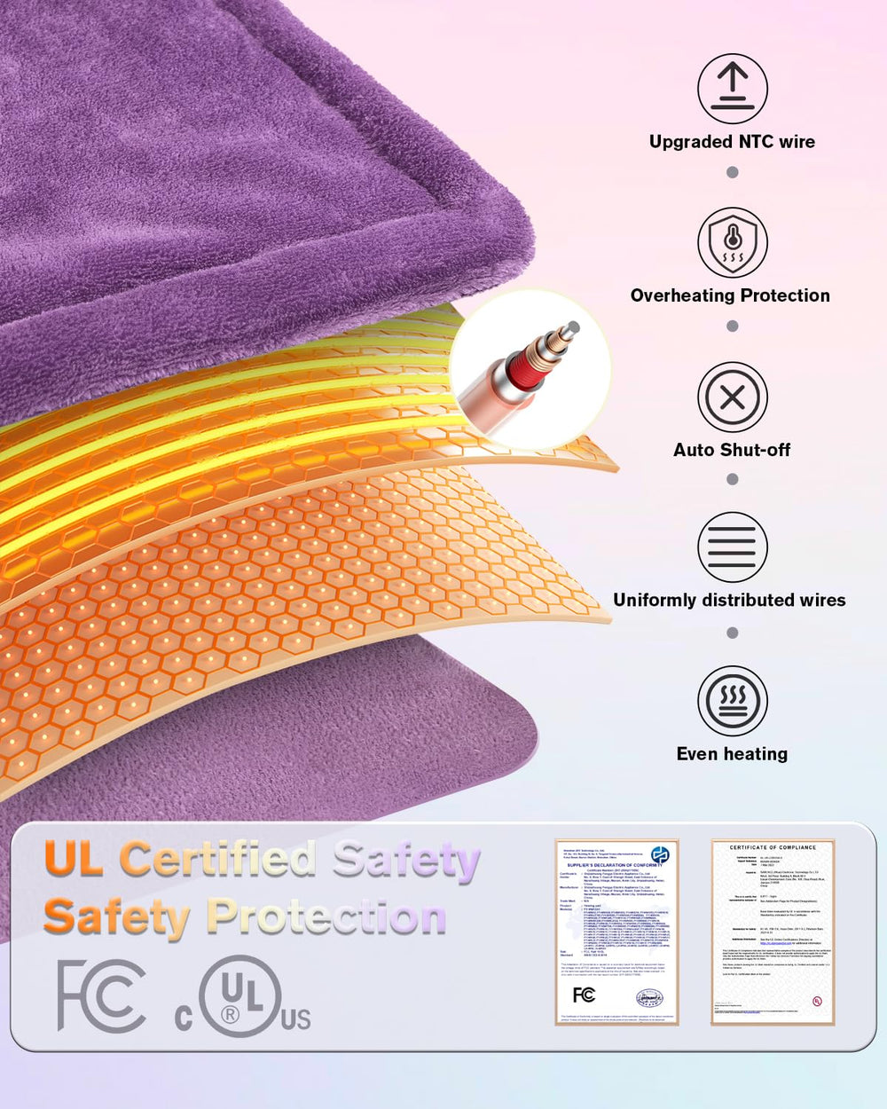 LANVA heating pad uses ultra-soft fabric for cozy comfort.