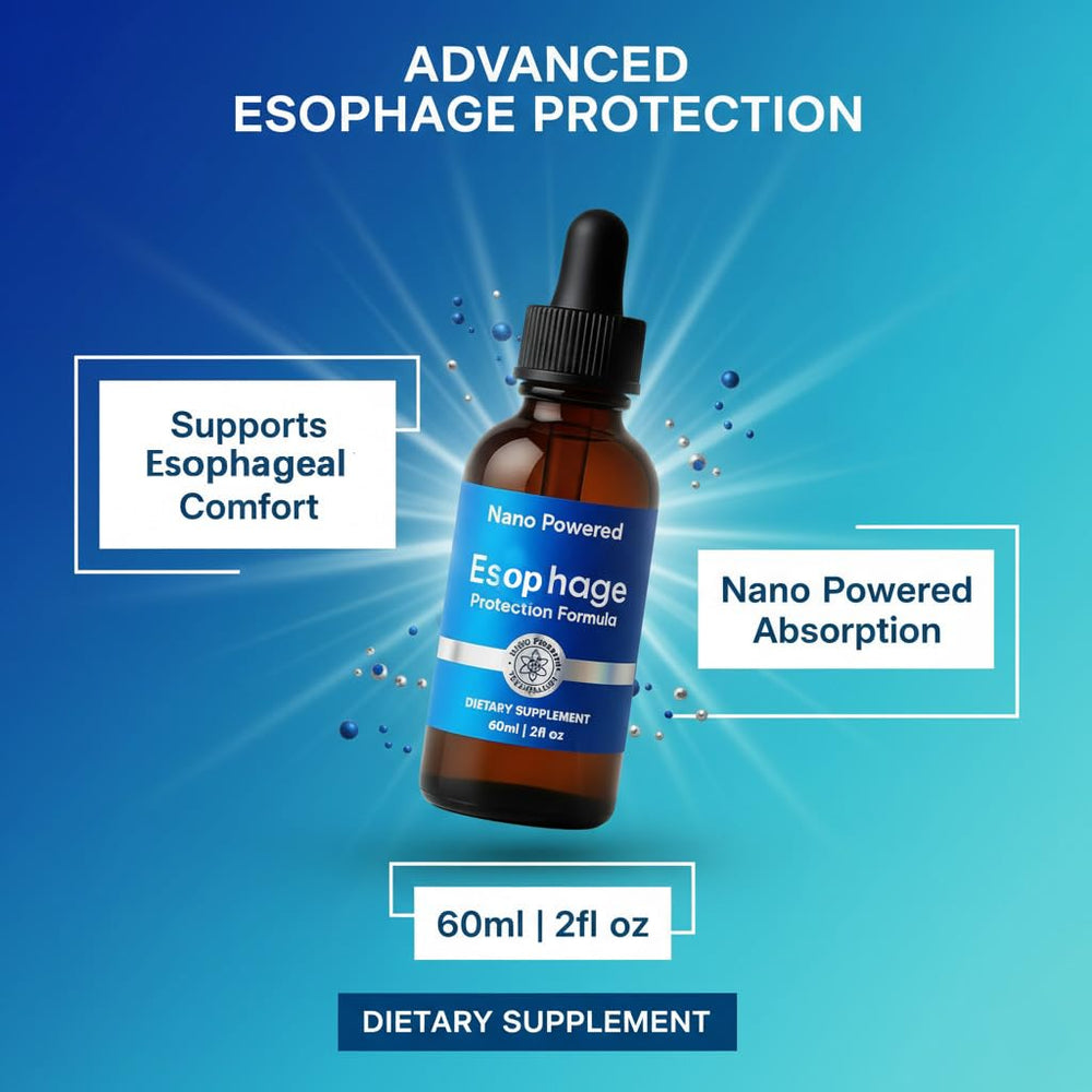 LANZF Nano-Powered Esophageal Drops ingredients panel showcases high-quality components.
