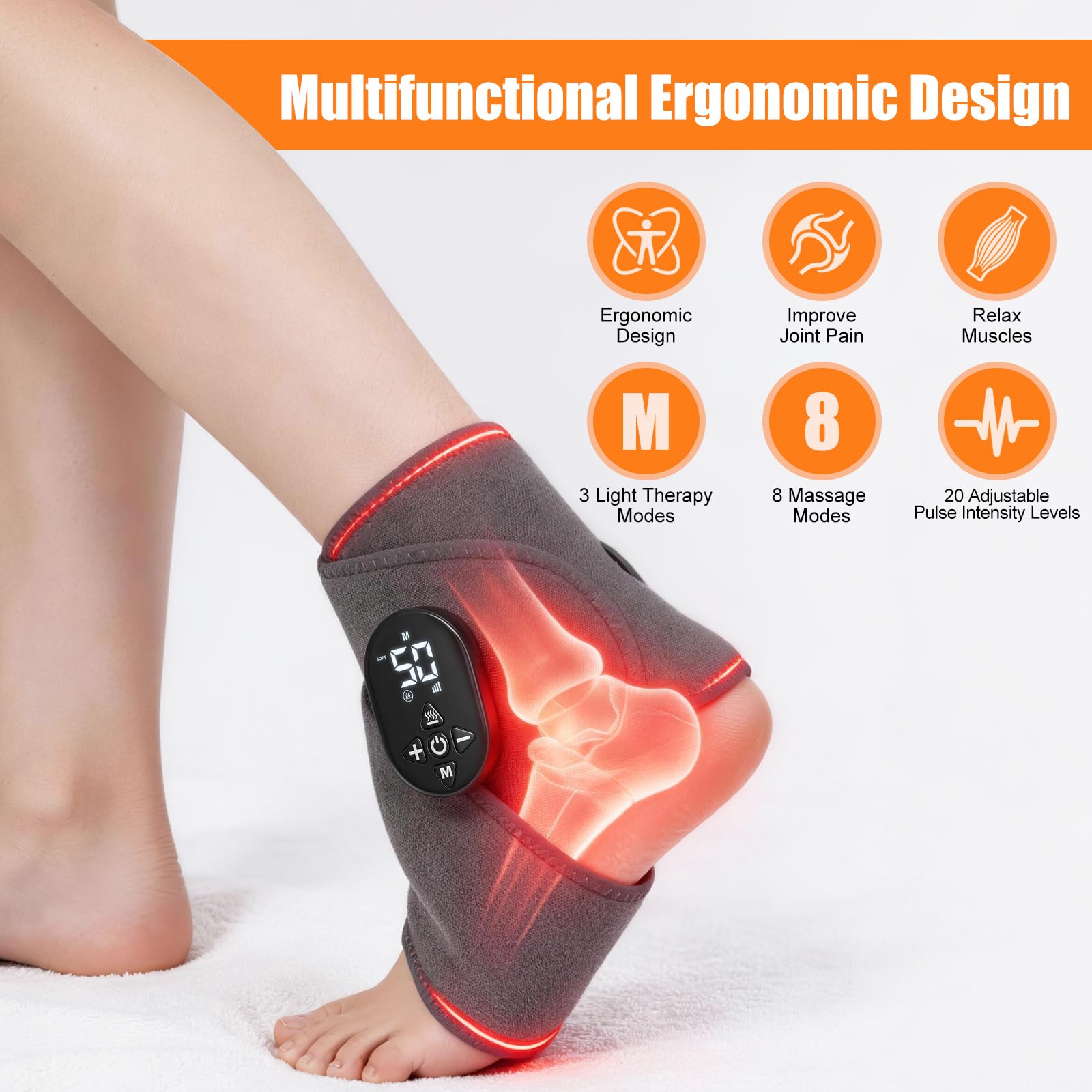 Laokiiy Foot Renew red light therapy glow highlighting circulatory support for the feet.