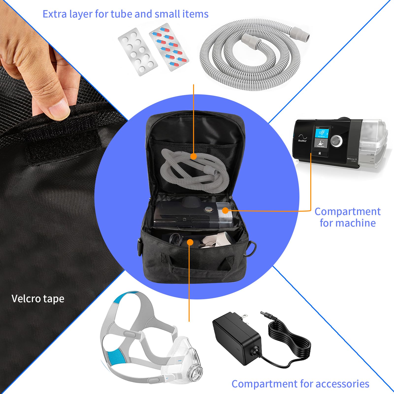 LAPLUIE travel bag interior cushioning safeguards CPAP devices from bumps