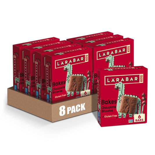 LÄRABAR Kids Bakes Chocolate Brownie bars front view, gluten-free snack for kids