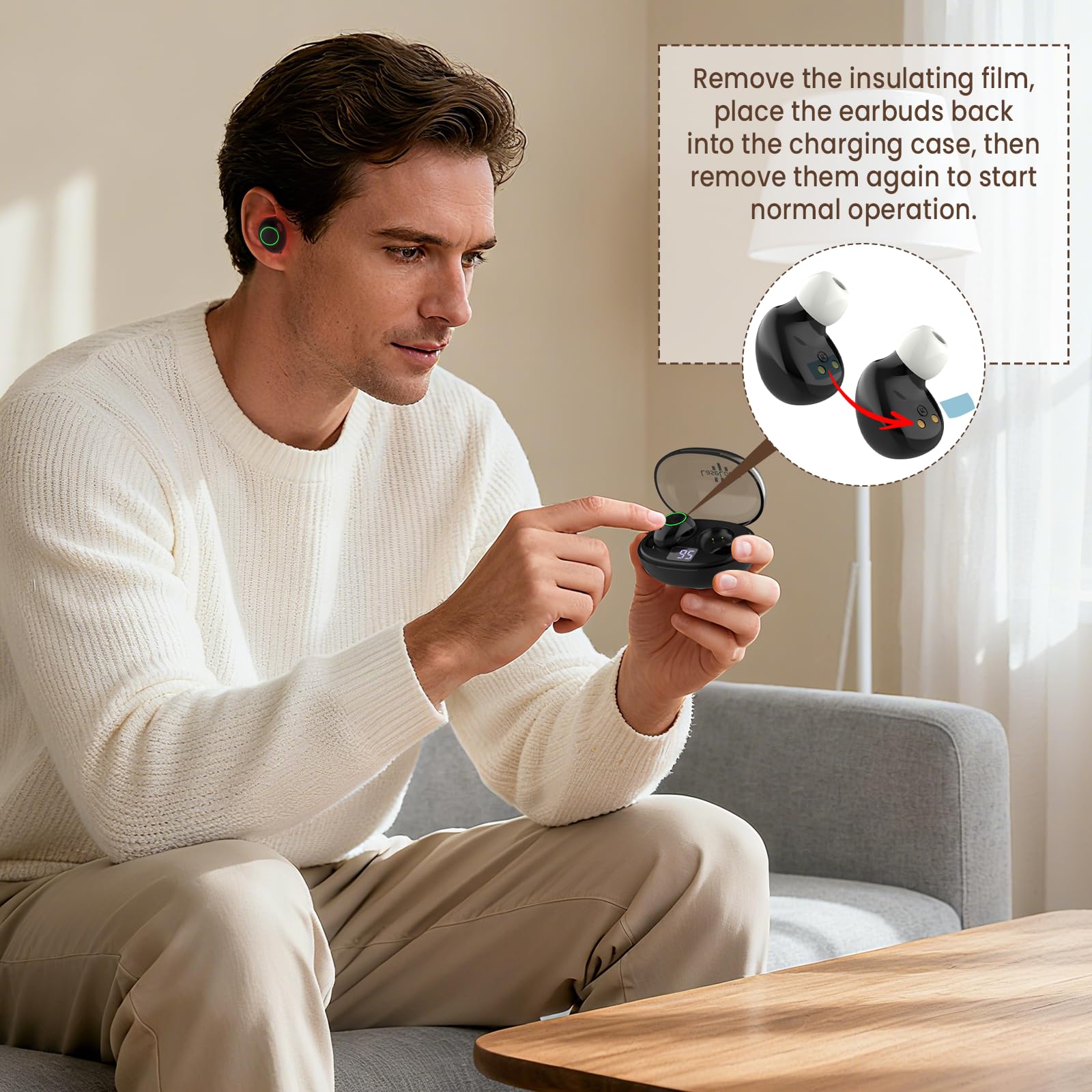 LaseLocks Bluetooth headset design enables hands-free use during daily tasks.