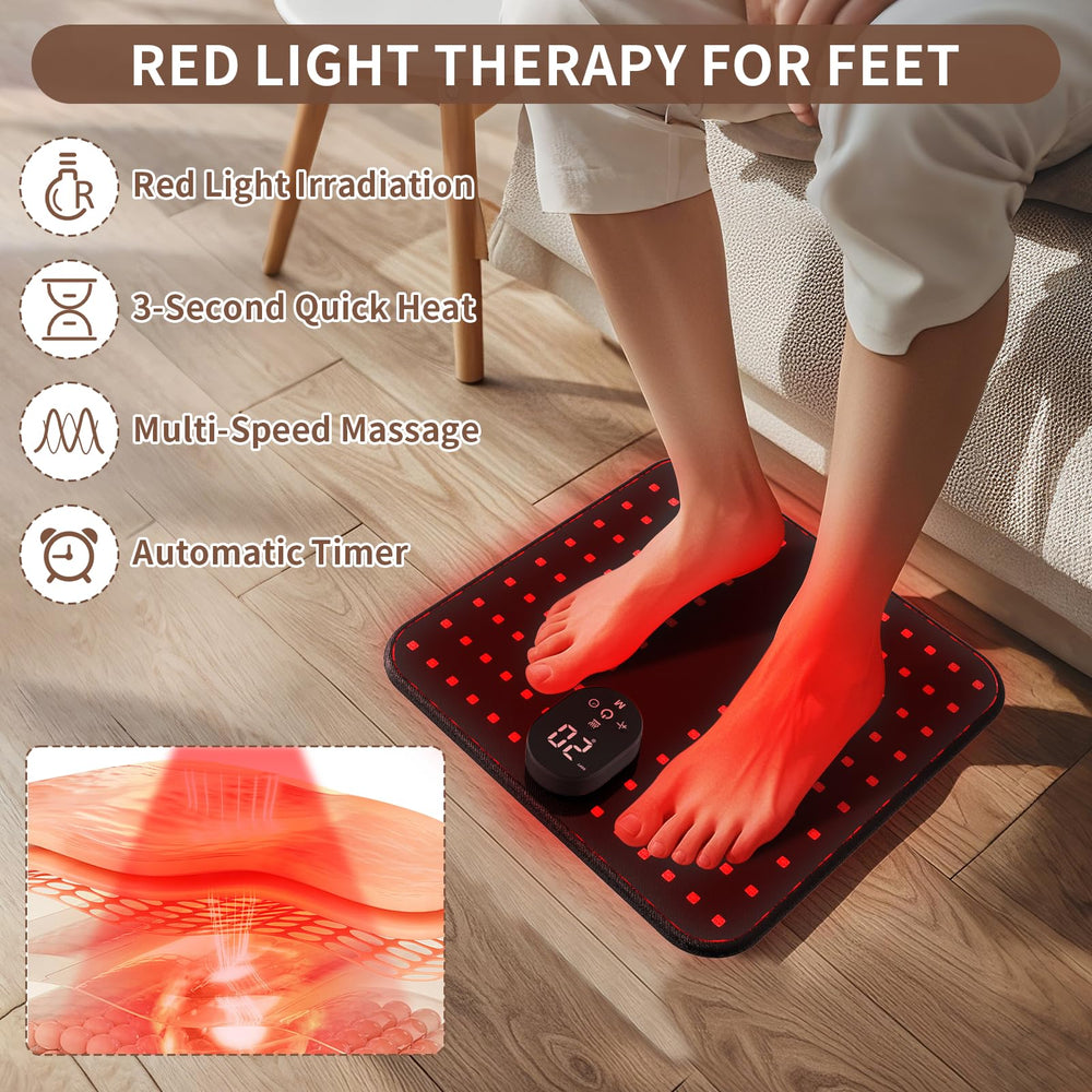 Close-up of LaseLocks LED array on the red light therapy feet mat