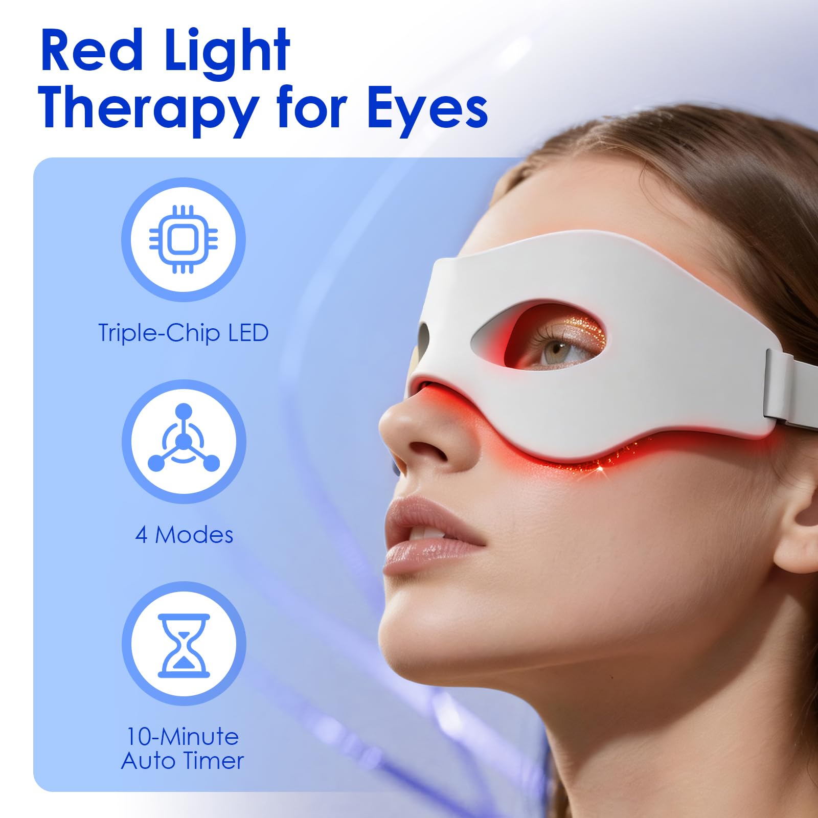 Uniform coverage for effective eye-area light therapy with LaseLocks eye mask.