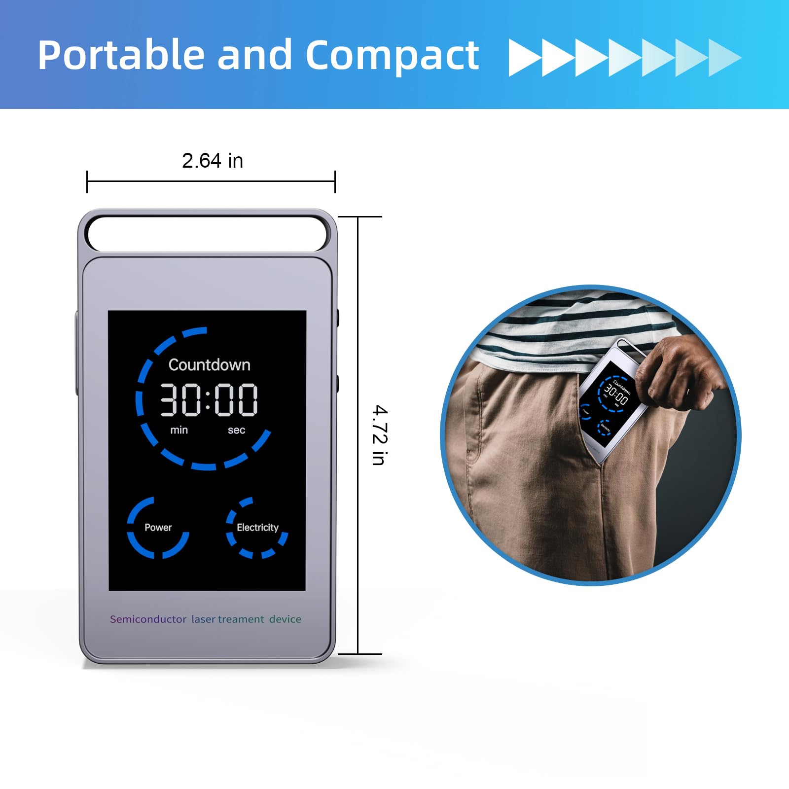LASEPREHT nasal device, 650nm side view, compact for travel and on-the-go relief.