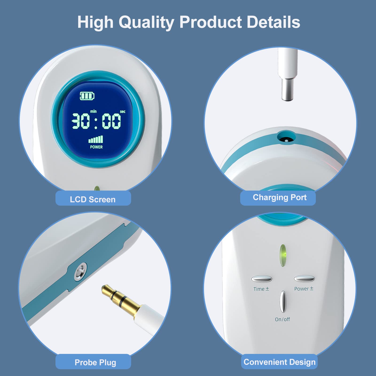 LASEPREHT device with LED screen displaying time and power for easy control
