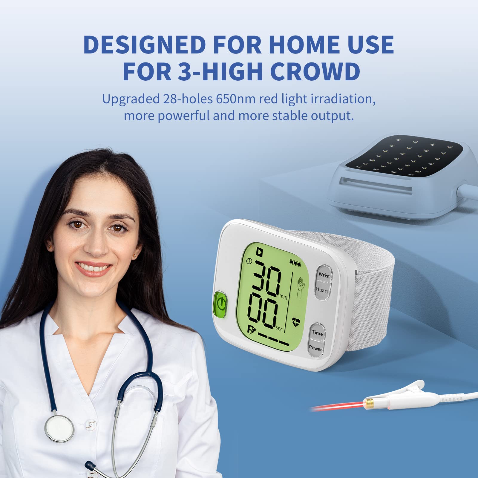 Nasal cavity probe accessory for broader use with LASEPREHT device.