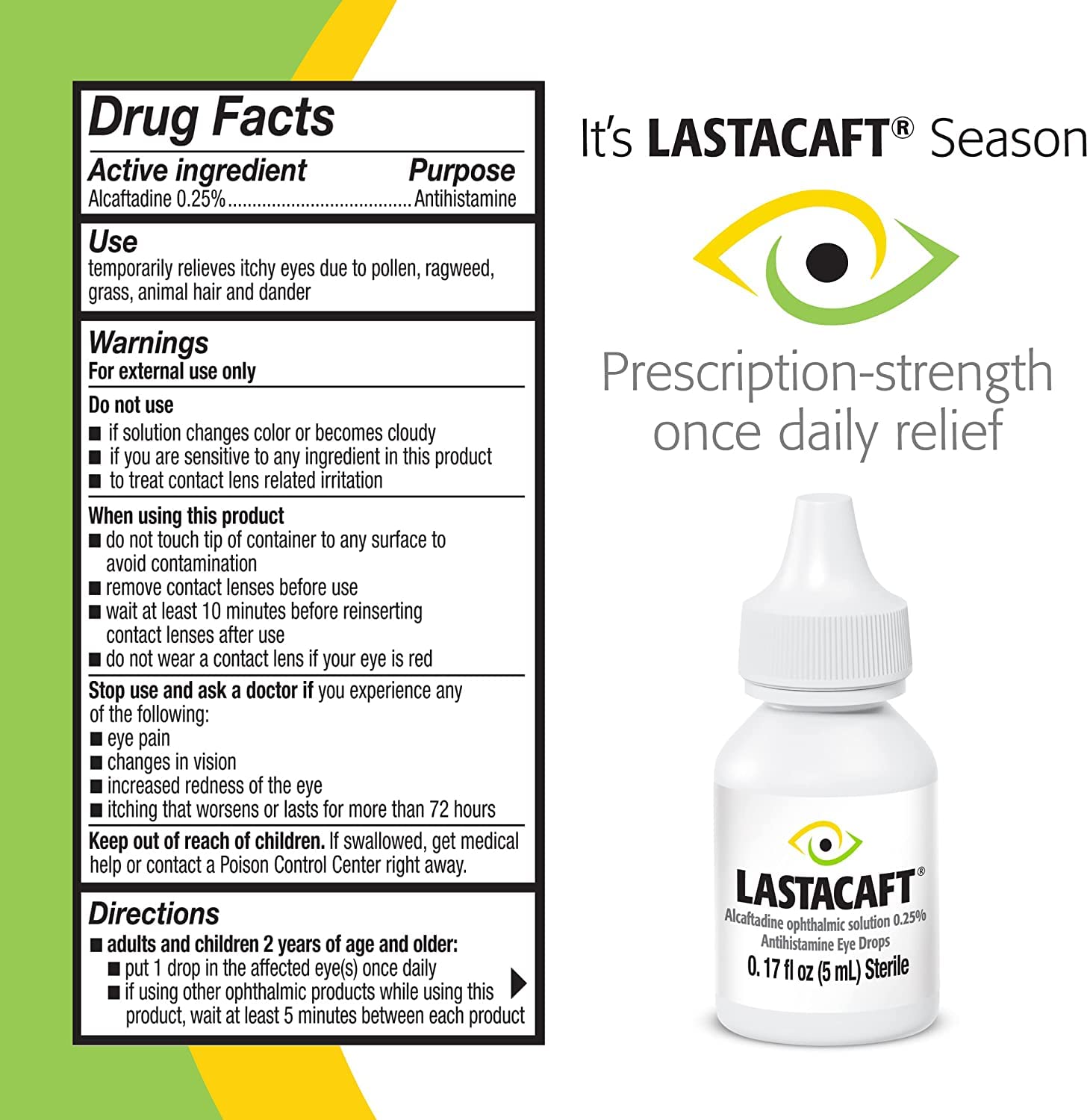 Lastacaft packaging label shows 60-day supply and FSA/HSA eligibility.