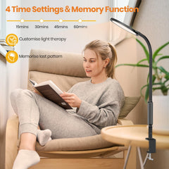 LASTAR sun light with flexible neck and clamp fits desk or bedside use.